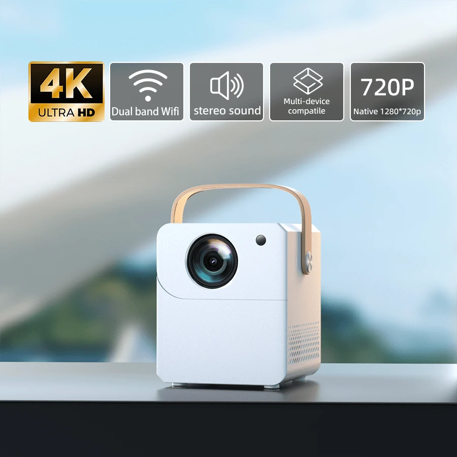 Nuovo proiettore 4K Ultra HD 5G per uso domestico 2025, multifunzionale, per una visione immersiva, supporta connessione WiFi a smartphone Android e Apple, proiezione diretta su parete bianca, adatto per casa cinema, karaoke, gaming, corsi online, camera da letto, dormitorio, supporta connessioni HD e USB, correzione automatica della distorsione, sistema Android integrato con numerose applicazioni, sistema audio integrato, proiezione all'aperto, regalo per Natale e San Valentino