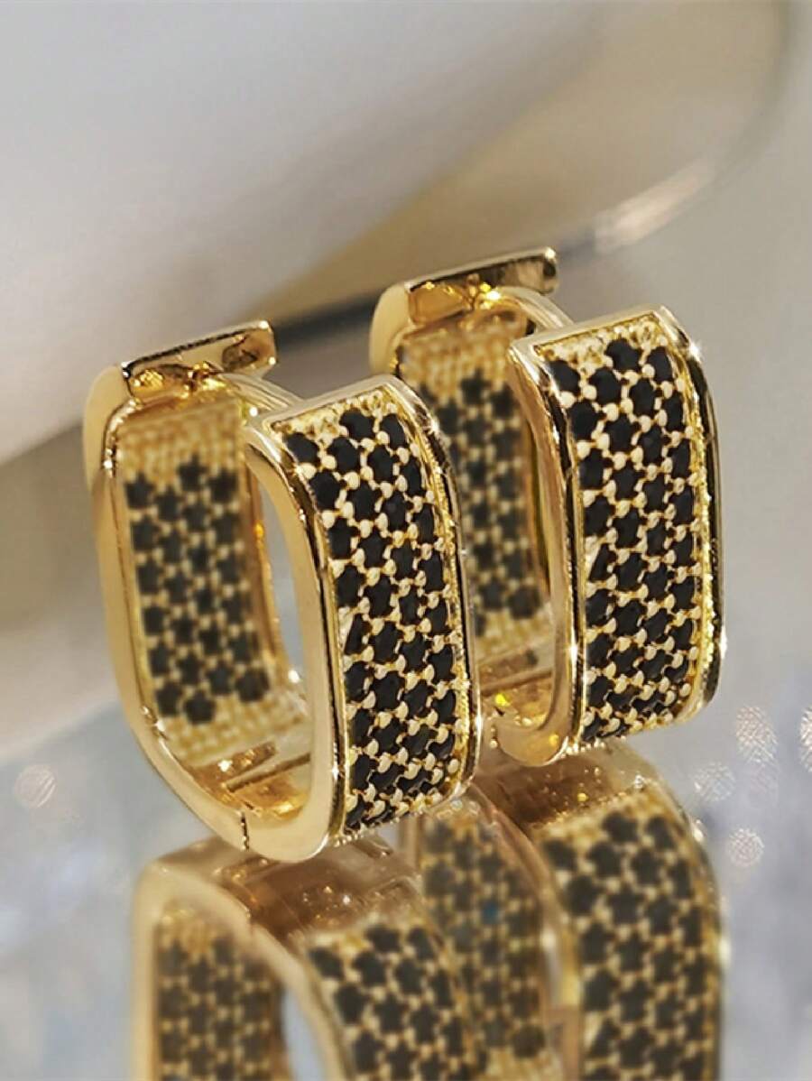 1 par de brincos de argola de zircônia cúbica glamurosos para mulheres para aniversário de casamento, festa de noivado, joias, presente de dia dos namorados, mãe, mãe, dia das mães, presente