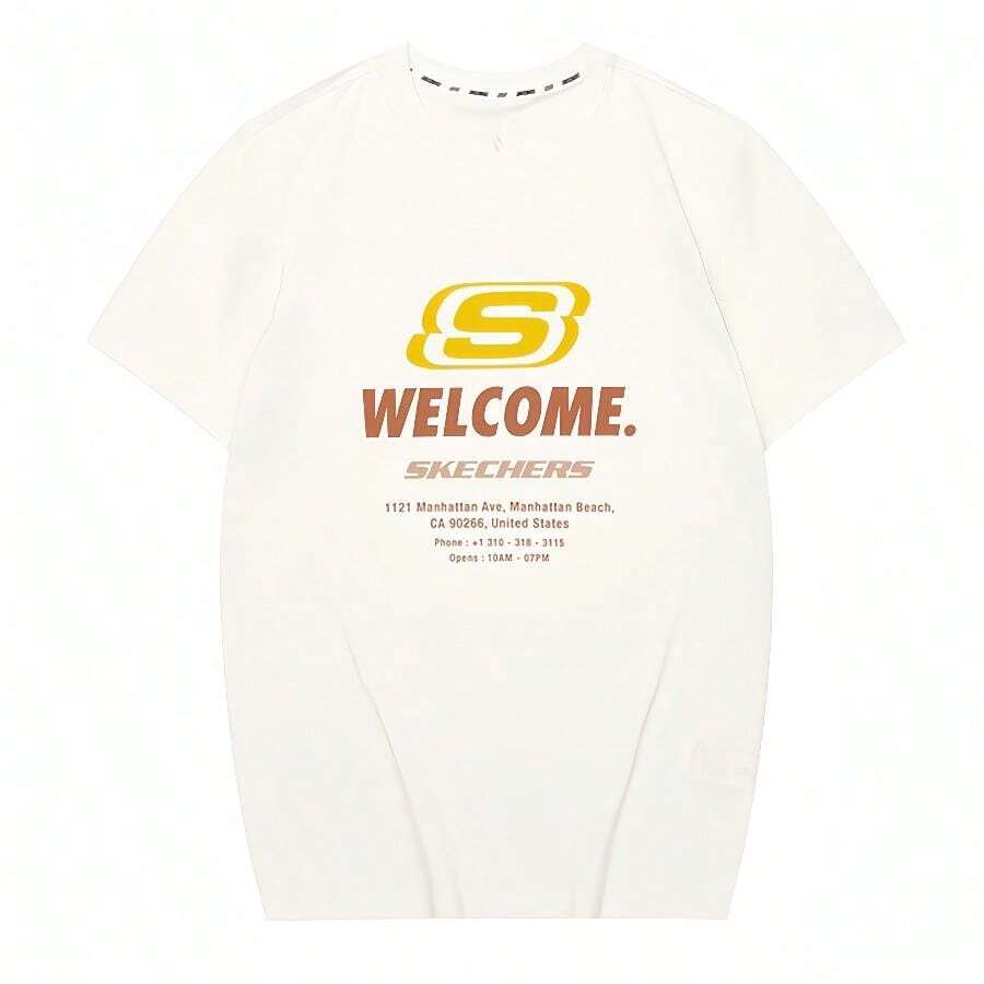 Skechers Koppel T-shirts met korte mouwen, nieuwe zomer ademende witte T-shirt, sportbreisel