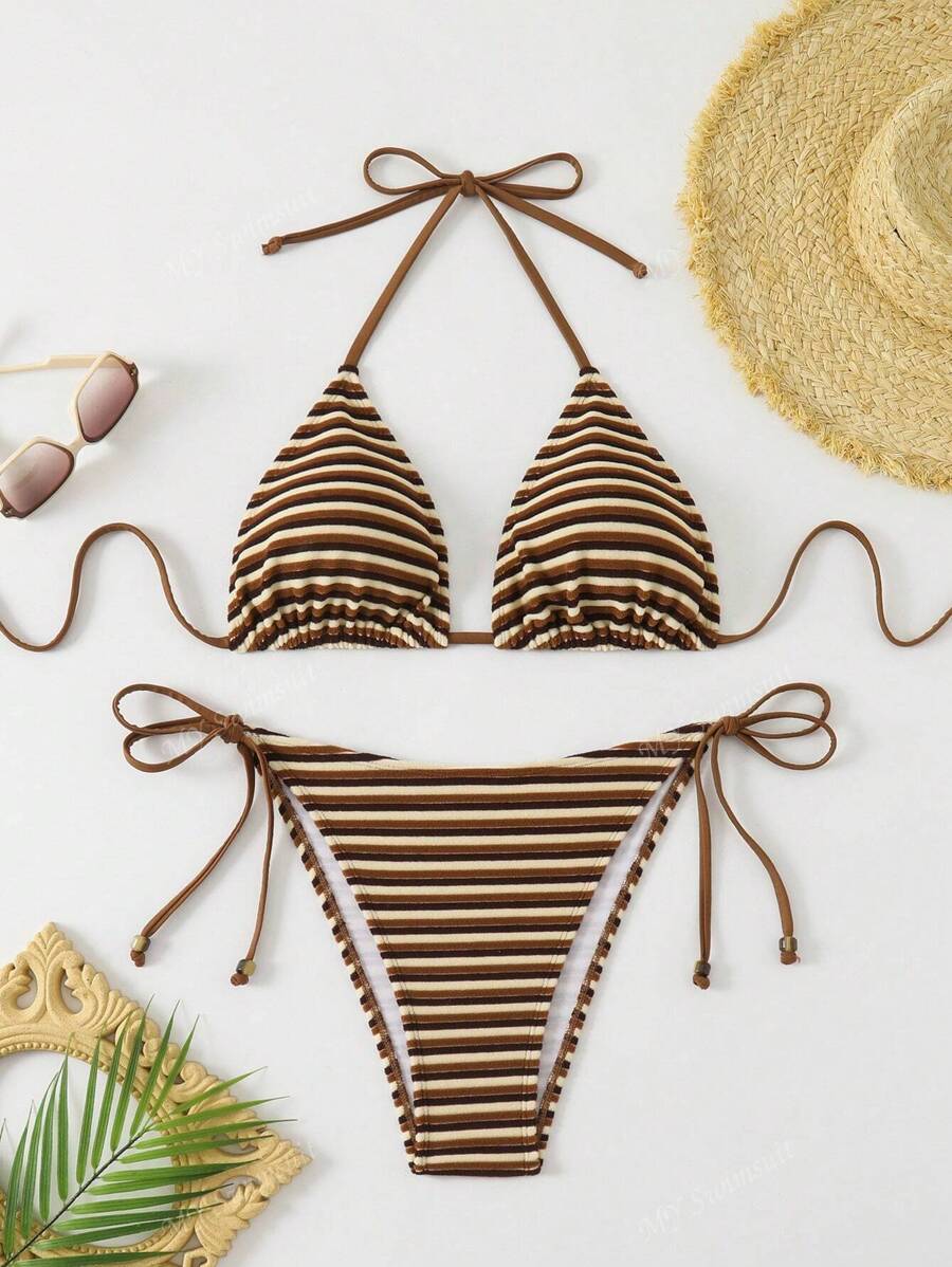 The Latest And Most Popular Plus-Size 2 Pieces Bikini Set For Pool Parties, Featuring A Modern Chic Design With Towel-Like Fabric