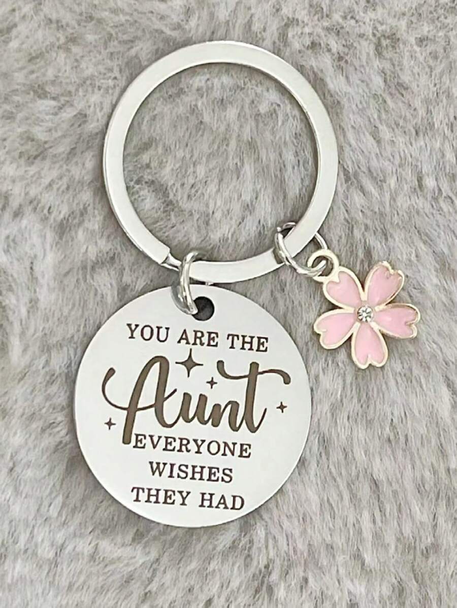 Stainless Steel Unique "Aunt" Keychain Jewelry, Best Aunt Gifts For Birthday, New Year, Christmas, Mother's Day, Casual, Cute, Elegant Car Accessories Bag Charm Backpack For School Goth Y2k