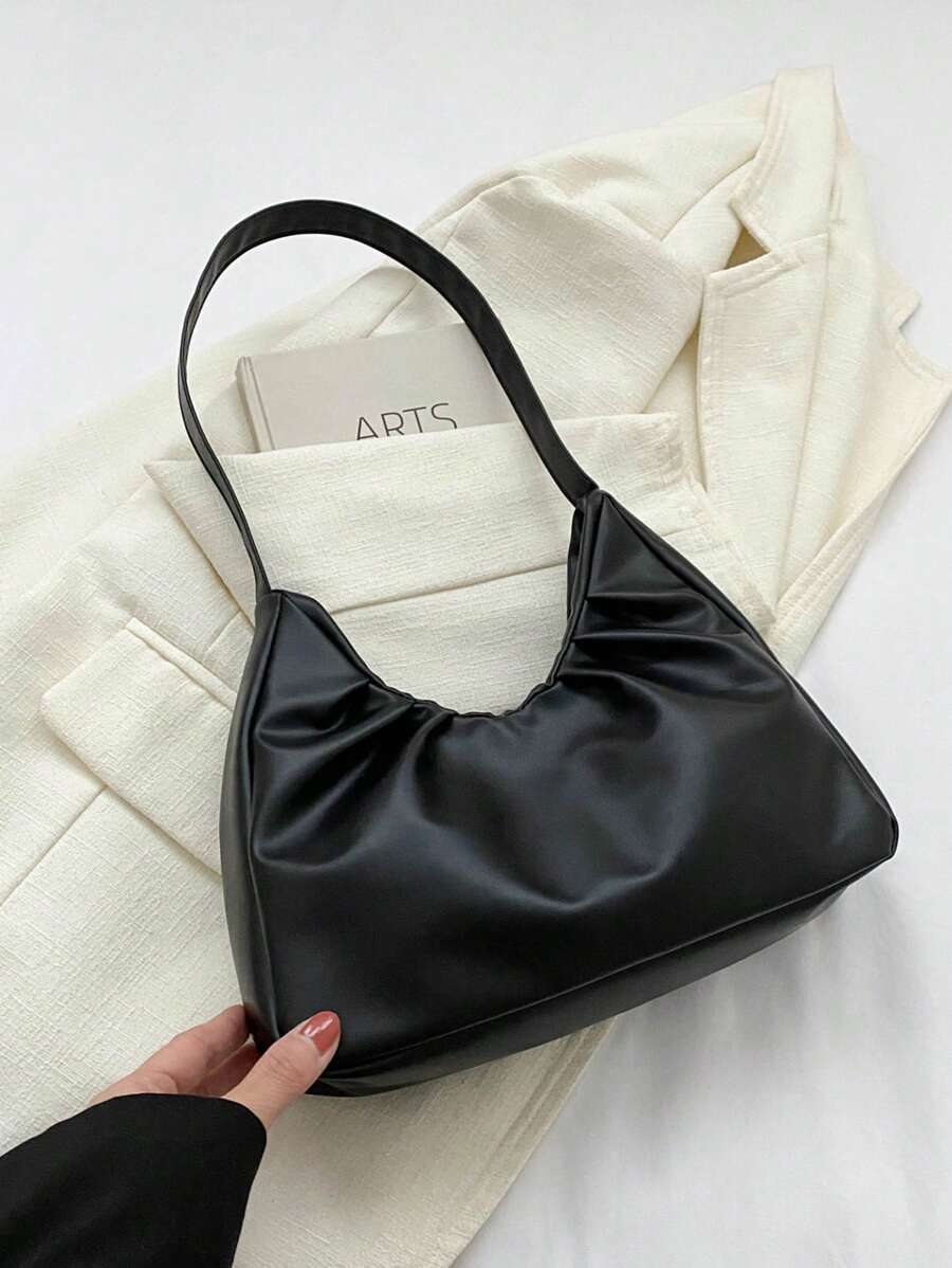 Elegant & Fashionable Design Shoulder Bag, New Solid Color Pleated Fresh Underarm Handbag, Spring/Autumn Valentines