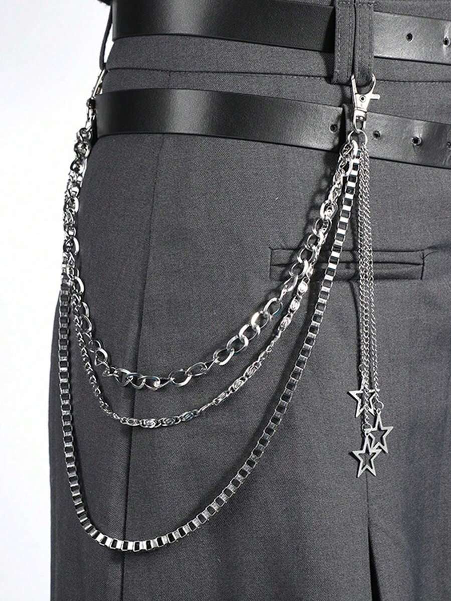 1 Piece Of Hip-Hop Punk Metal Pants Chain With Thorns And Thorns, Versatile Waist Chain, Spot Wholesale, Casual Pants Chain, Waist Chain For Women Summer, School