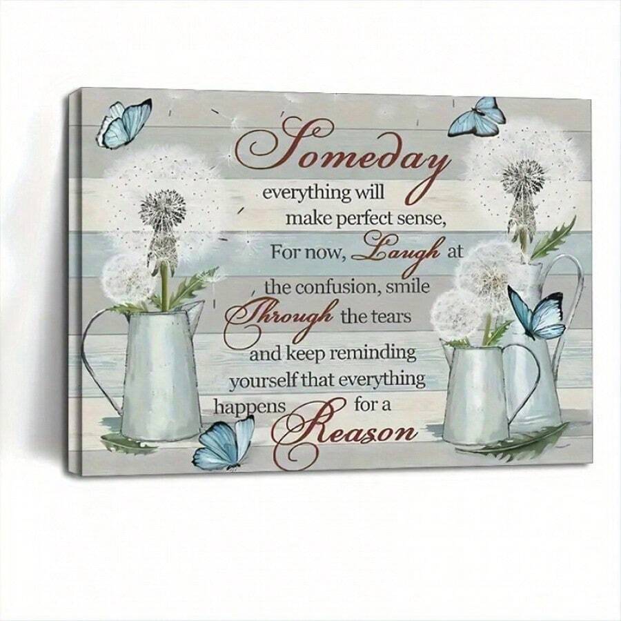 1pc Wooden Framed Canvas Painting Rustic Magnolia Flower Wall Decor Inspirational Quotes Canvas Wall Art For Home Decor, Abstract Poster Wall Decor High Quality Canvas Painting(1), Wall Art Prints Poster Wall Picture Decor For Home Gifts, Living Room, Bath