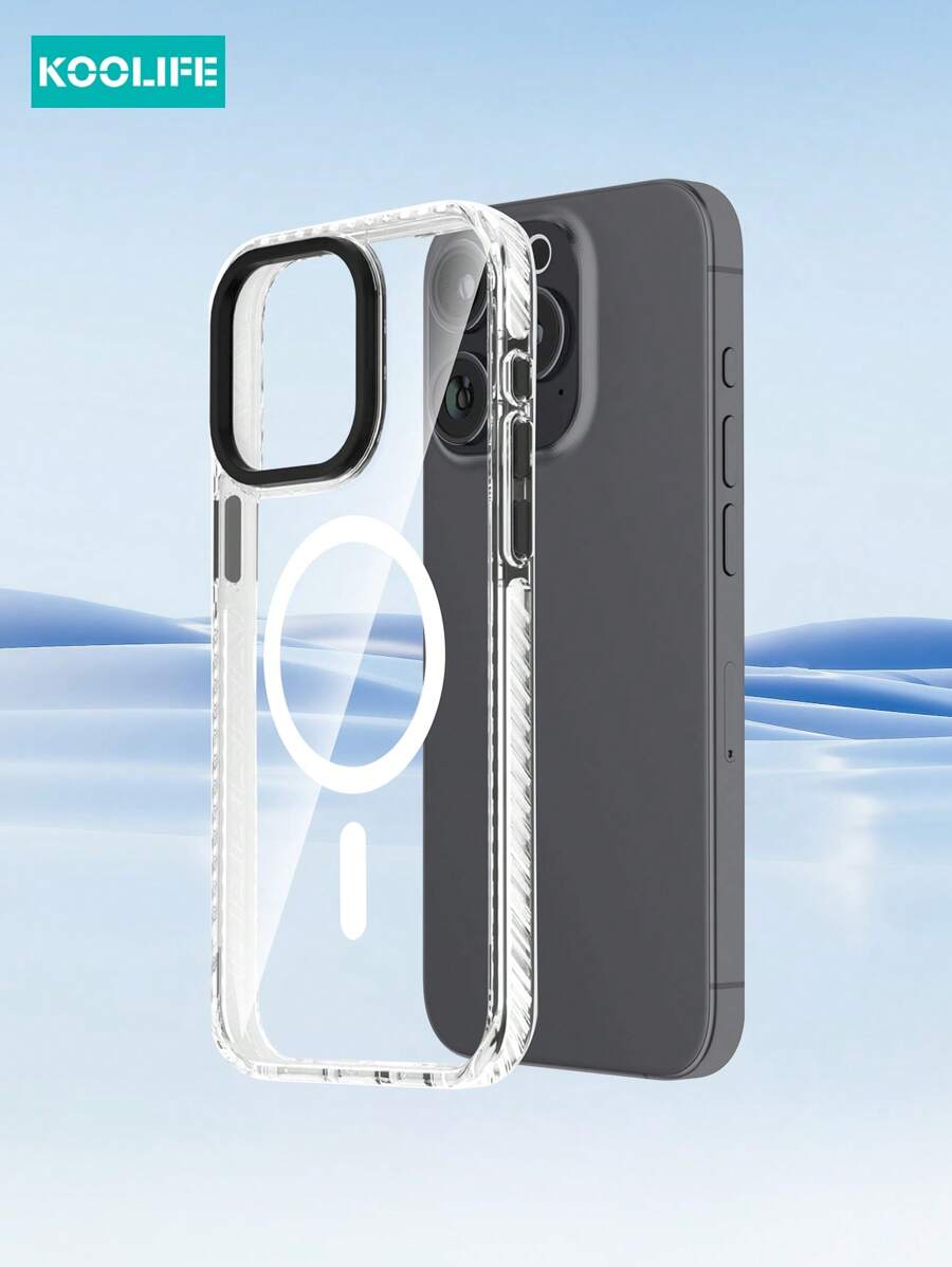 Koolife 1pc Magnetic Adsorption Wireless Charging Shockproof Phone Case With Side Frame, Transparent 3-In-1 Protective Cover Compatible With Apple IPhone 12/12 Pro/12 Pro Max/11/11 Pro/11 Pro Max/XS/XS Max/XR/SE 2020