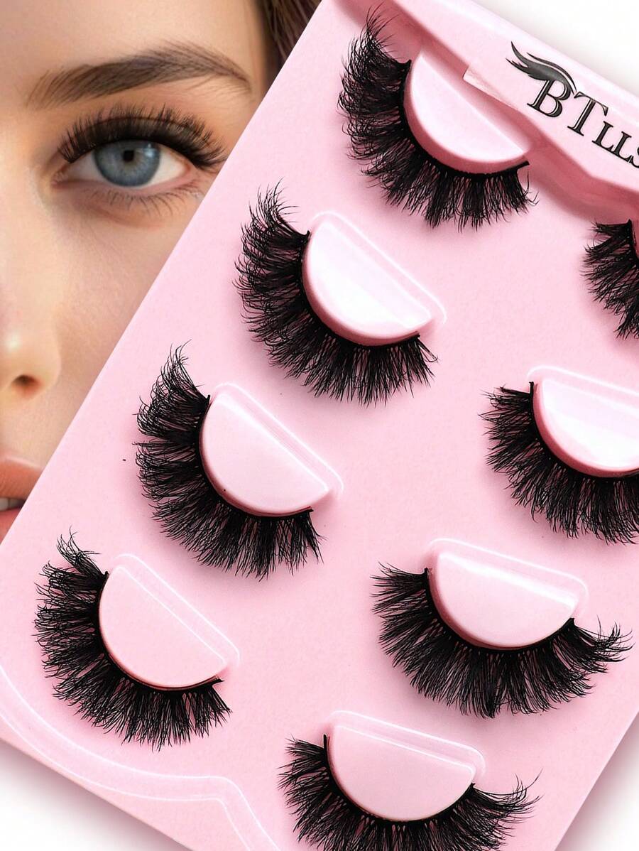 4 Pairs Of Densely Curled And Fluffy False Eyelashes With Extended Eye Corners