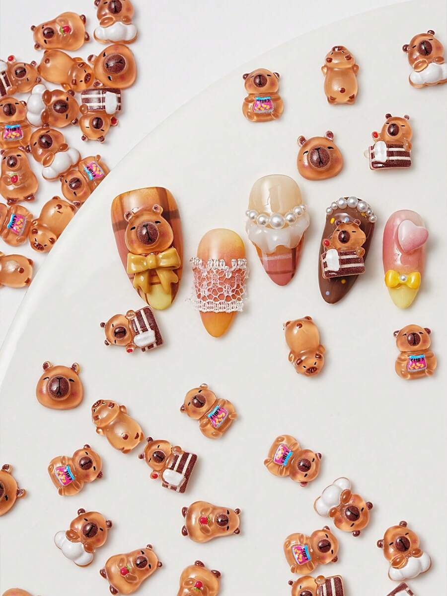 20pcs Resin Capybara Nail Art Decorations Nail Charms Cute Cartoon Nail Art Accessories Nail Art Supplies Nail Art Jewelry DIY Nail Gems