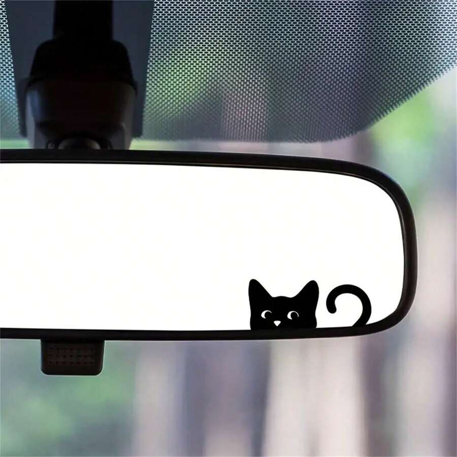5pcs Adorable Peeking Cat Vinyl Decal - Perfect For Car Rearview Mirror & More, Durable Indoor/Outdoor Use