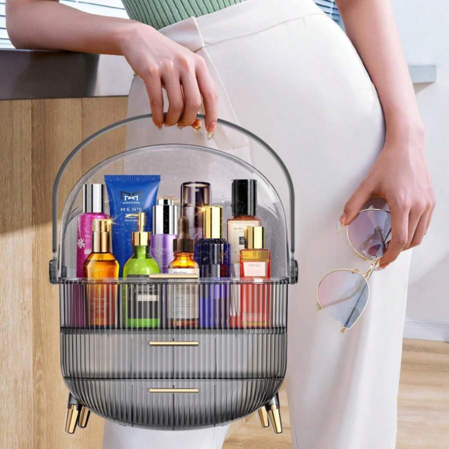 1pc Vintage Makeup Box, Cosmetics Storage Drawer Box, Dust-Proof Makeup Jewelry Storage Organizer, Bathroom Countertop Makeup Organizer, Gift For Women