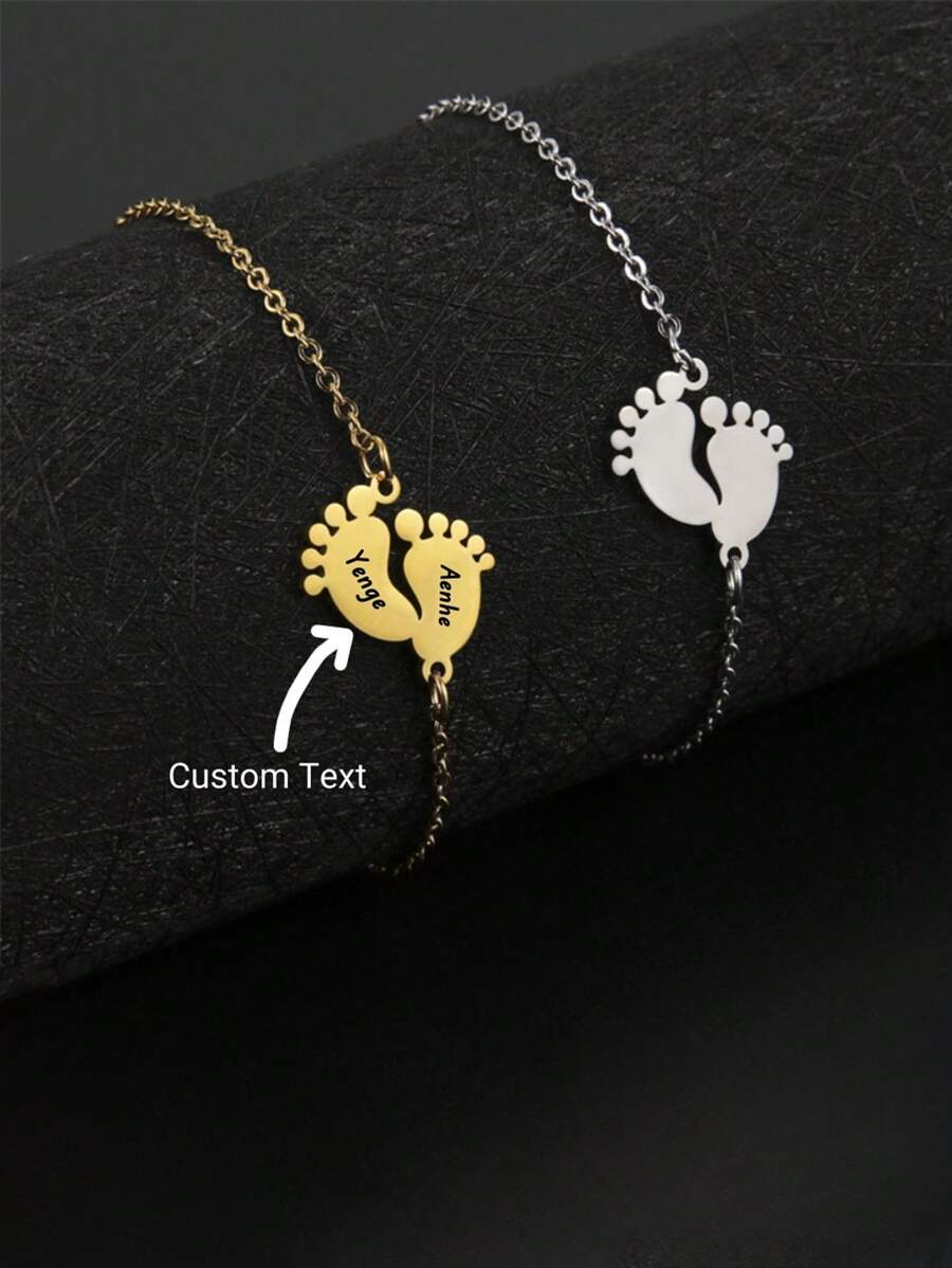 1 pieza Pulsera de pie de bebé personalizada de acero inoxidable, diseño único, el amor de los padres, regalo para Navidad y Día de San Valentín