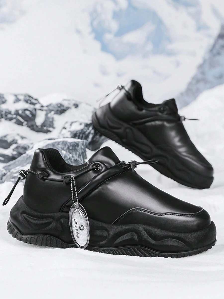 Herren Winter Schneestiefel, warm thermisch gefüttert, schnürbar, Low-Top, rutschfest, dick sohliert, Winterschuhe