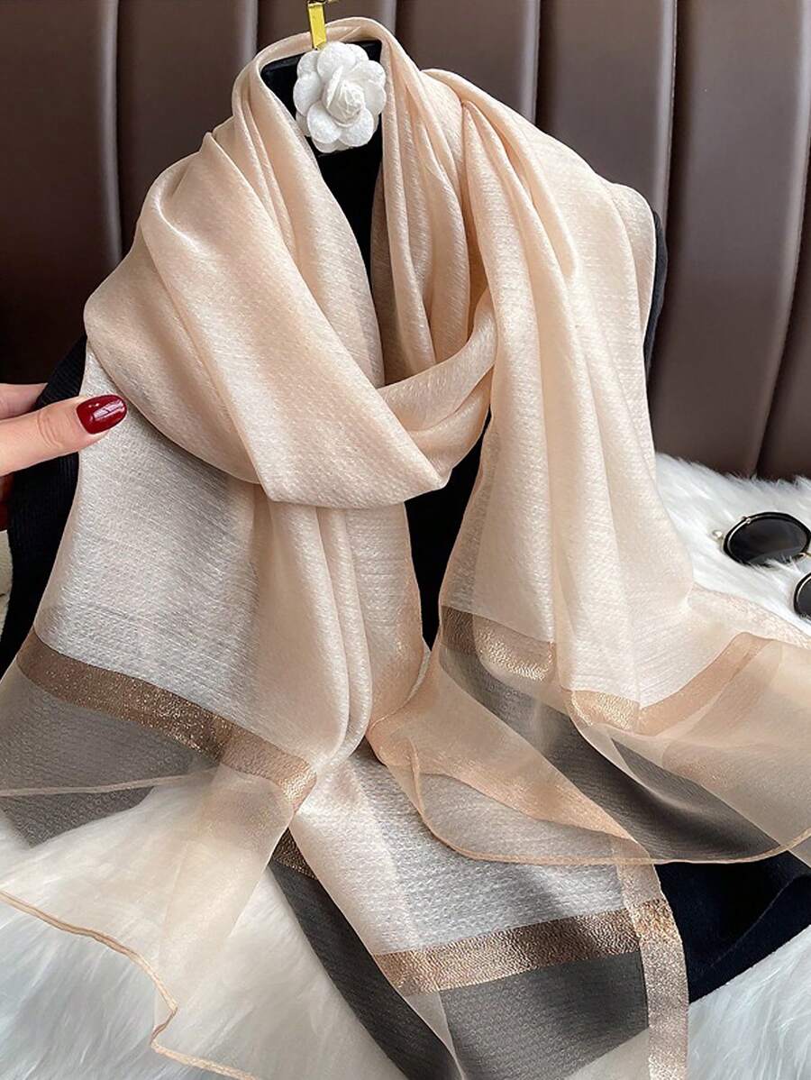 1pc Beige Scarf For Women, Warm Neck Wrap Shawl Suitable For Daily Outfit, Spring