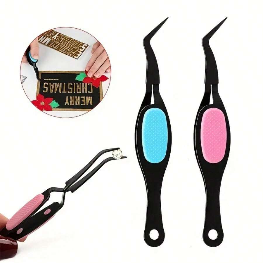 1pc 4.72 Inch Stainless Steel Reverse Tip Tweezers, Stainless Steel Soft Grip Pliers, Bent Slender Tip, Suitable For DIY Beaded Jewelry Making Tools