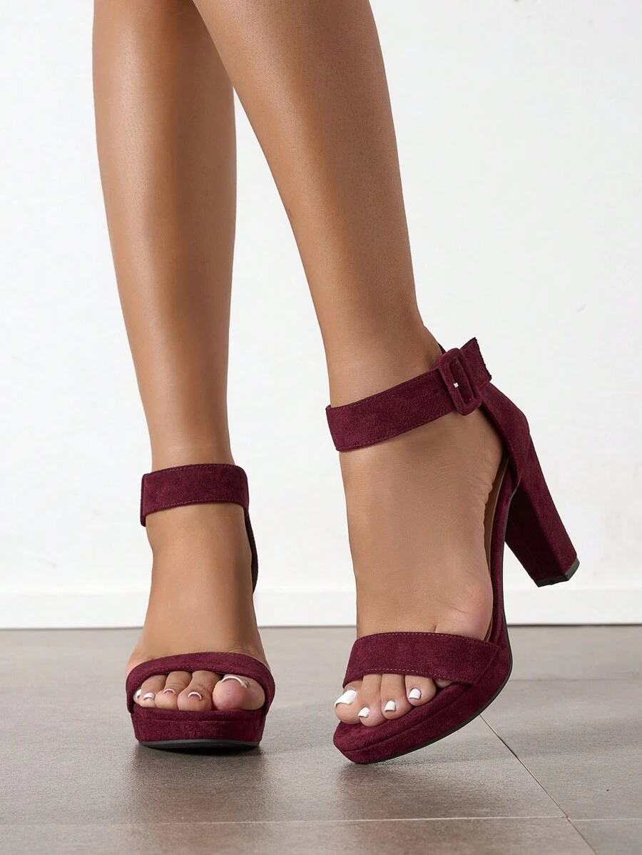 Damen High Heel Sandalen, Schnür-Plateau Keilabsatz mit offener Zehenpartie, Weinrot, elegant, modisch, vielseitig, bequem, geeignet für Urlaub, Party, Weihnachten