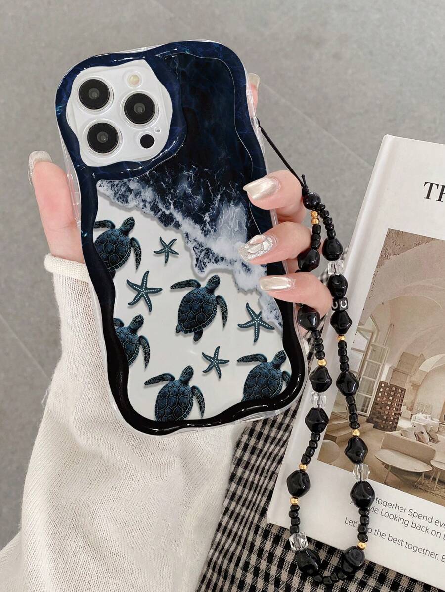 Apfelrahmwellen-Rand-Öl-Tidel-See-Schildkröten-bemalte Anti-Sturz-Handyschale mit handgefertigter perlenbesetzter Armband, kompatibel mit iPhone XS Apfelrahmwellen-Rand-Öl-neu bemalte TPU-Anti-Sturz-Weichschale, kompatibel mit Galaxy S24, Galaxy S24+, Galaxy S24 Ultra, Galaxy S22, Galaxy A13 4G, Galaxy A52, A52s 5G, Galaxy A23, Galaxy A35, Galaxy A25, Galaxy A73, Redmi Note 11/11 Lite