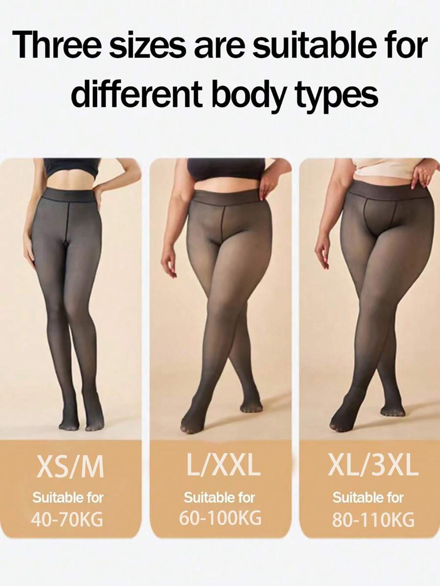 1 Par de Medias Transparentes con Forro Térmico Grueso para Mujer, Disponible en Tallas Regular, Mediana y Extra, Mallas Delgadas de Invierno Que Pueden Usarse Como Ropa Exterior, para Otoño/Invierno