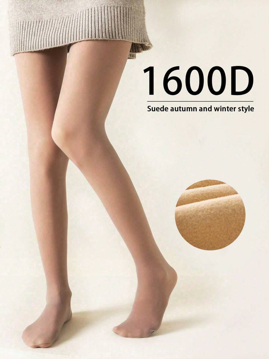 1pc Kids Faux Pantyhose Tights, See-Through High Stretch Breathable Can Be Worn Outerwear, Thicken Velvet Lining, Girls
