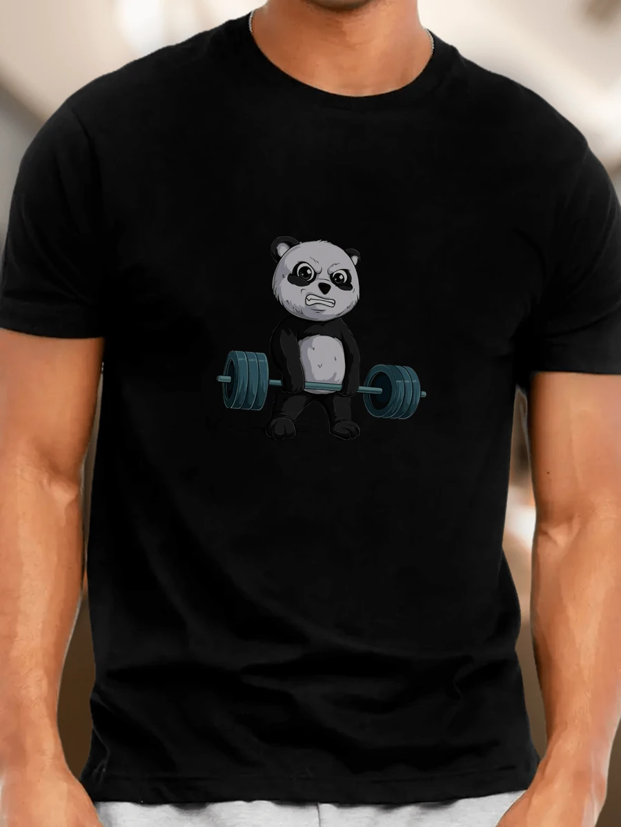 Camiseta Streetwear Algodão Panda na Academia Estilo Tumblr Moderno - LANÇAMENTO INÉDITO