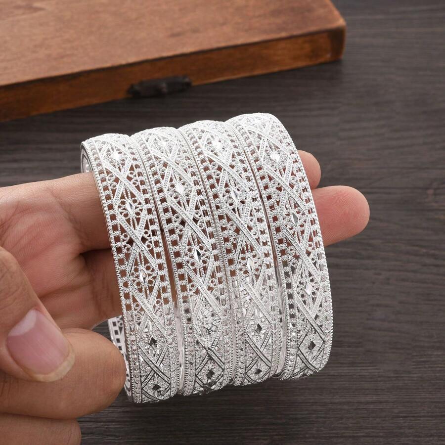 Pulseira Bracelete Aberto e Oco em Estilo Árabe para Mulheres, Acessório de Joalheria Elegante, Presente Perfeito para Casamentos Africanos, Festivais e Festas