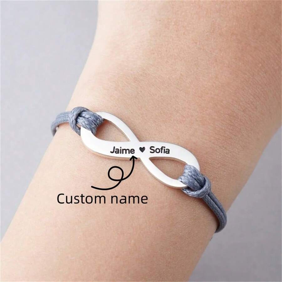 Custom Infinity Name Bracelet Personalized Rope Adjustable Bracelet Handmade Jewelry For Unisex Birthday Gift