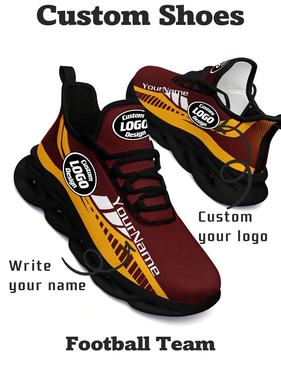 Men's Washington Football Designed Sneakers, Custom Logo Custom Name Customization Lightweight Comfortable Soft Bottom Sneakers For Men, Gym Training Breathable Tennis Shoes Unique Gift For Mom/Dad/Her/Him/Girlfriend/Boyfriend/Wife/Husband/Friend 