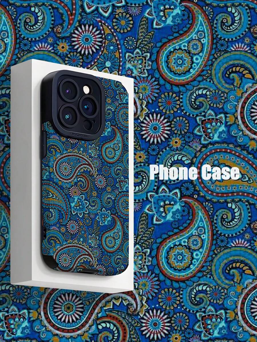 1 stuk Retro Paisley Print Verticale Strepen Geïnspireerde Schokbestendige Zachte Telefoonhoes Compatibel met iPhone en 16/16Plus/16Pro/16ProMax