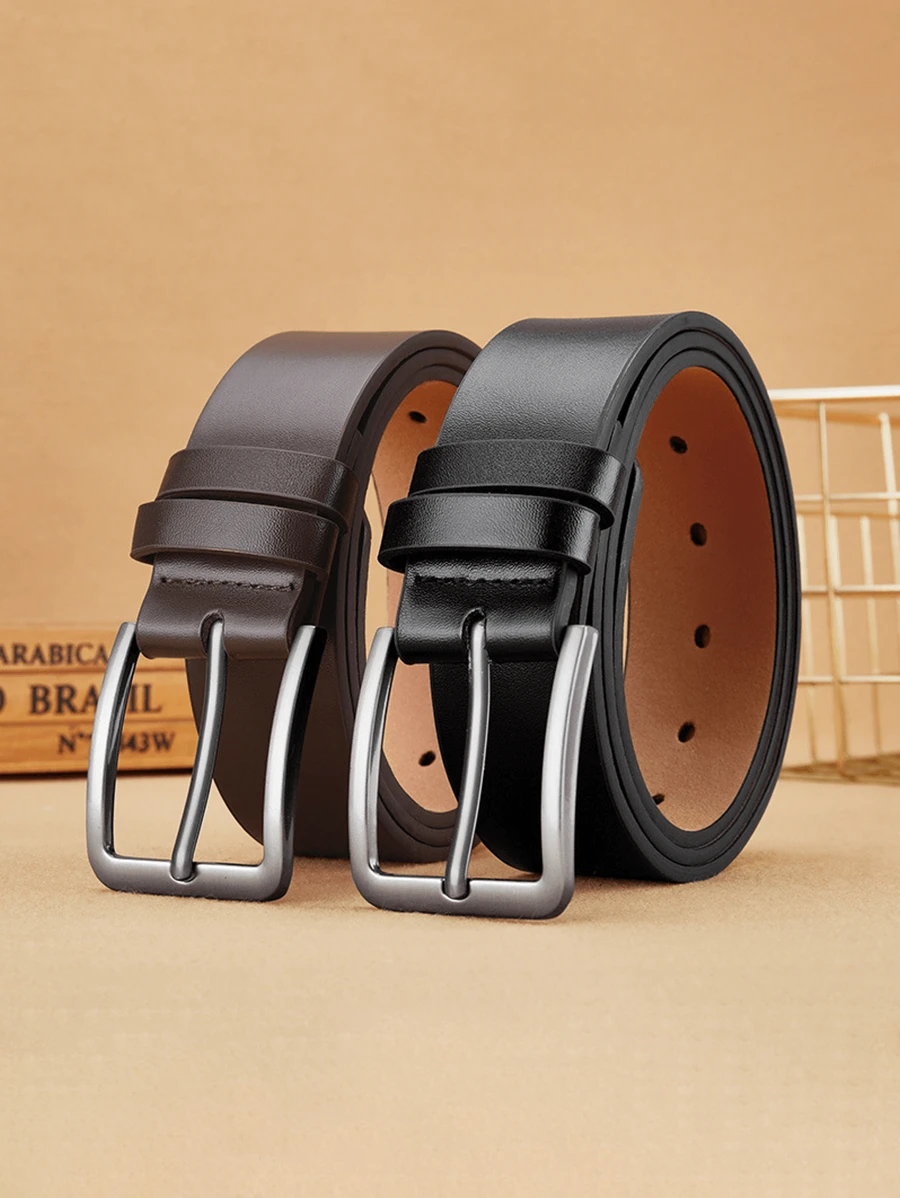 Cinto masculino estilo fashion, fivela retangular de metal, acessório clássico para negócios e casual, multifuncional durável, couro integral, adequado para jeans e calças chino, adequado para adolescentes, verão casual, atividades ao ar livre, esportes, viagens de férias, presentes de formatura, acessórios para vestidos de aniversário ou uso diário