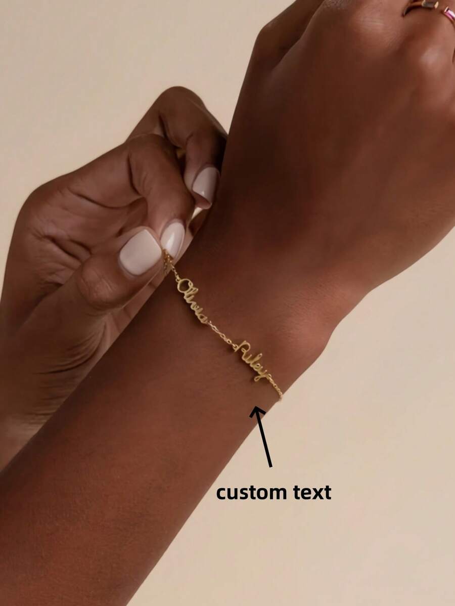 1 st. Goud Zilver Rosé Goud Aangepaste Gepersonaliseerde Prachtige Naam Armband Aangepaste Multi-Naam Armband Cadeau Voor Moeder Cadeau Voor Haar Verjaardagscadeau, Moederdag Cadeau Terug Naar School Cadeau Koppel Cadeau Kerstcadeau