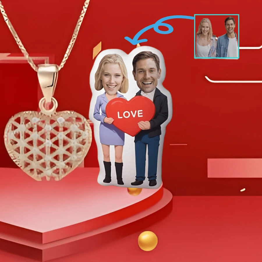 Personalizowana poduszka w kształcie serca dla pary - spersonalizowana poduszka ze zdjęciem pary, nadruk dwustronny, odpowiednia dla rodziców i partnerów, idealna do dekoracji sofy lub sypialni, wyjątkowy prezent na walentynki i urodziny