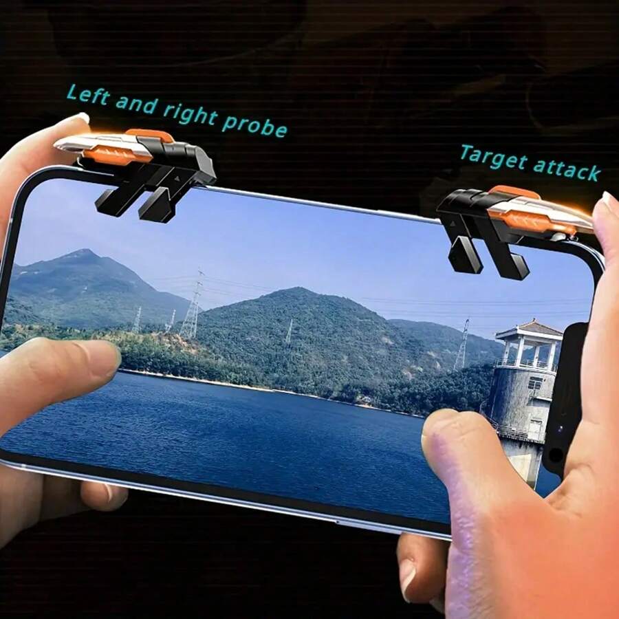 Mobile Game Trigger Controller, Six-Finger Gamepad Buttons, High-Sensitivity Joystick Aiming And Shooting L1 R1 Alloy Buttons, Compatible With Various Mobile Phone/Tablet Action Games