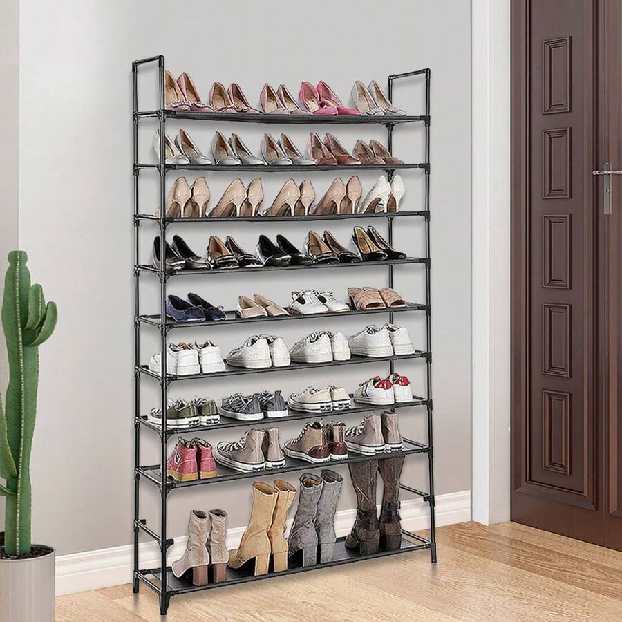 Meuble de rangement Porte-Chaussures - étagère à chaussures pour couloir structure en acier 10 niveaux noir - 100*30*176cm