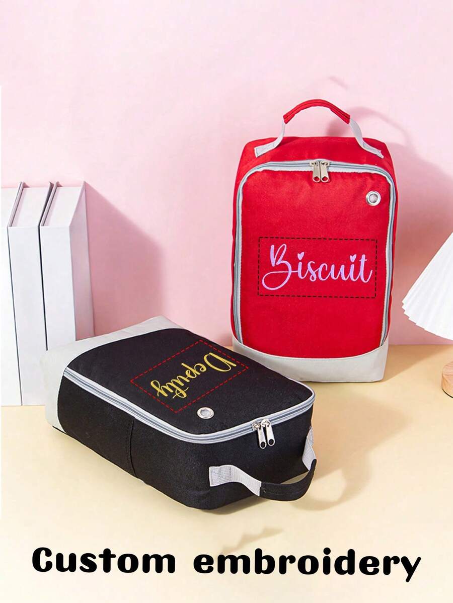 1 pièce Sac fourre-tout personnalisé avec broderie de nom, sac à main portable, sac de rangement pour voyage/affaires, sac à poussière pour chaussures, sac de rangement pour la maison, convient aux filles et aux étudiants, parfait pour la rentrée scolaire, imperméable et léger, sac à dos d'étudiant mignon et pratique