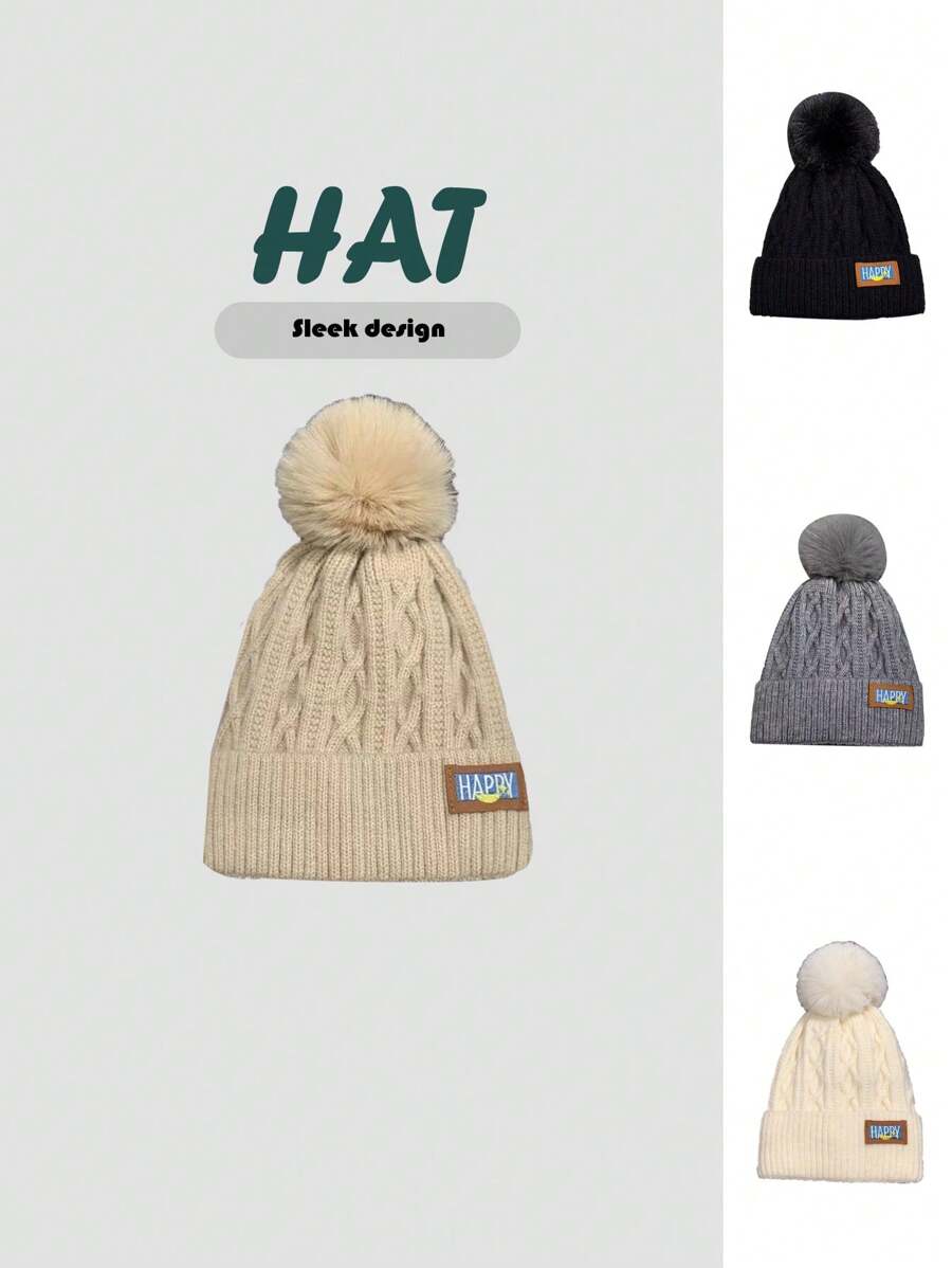 1 bucă căciulă drăguță pentru femei, tip boho, din tricot din poliester, pentru toate anotimpurile