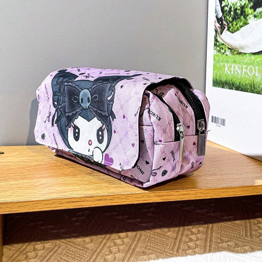 Sanrio 1pc Cartoon Kawaii Hello Kittys Pencil Pouch, Anime Double Layer Large Pencil Pouch, Cute Pencil Pouch Anime Fan Series, Birthday Gift For Girls, Student Stationery School Supplies Back To School,Back To School,School Supplies,Pencil Case,Pencil Pouch,School Bag
