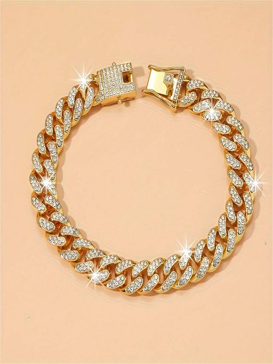 Tobillera con cadena cubana de rombos brillantes de 12 mm con colgante de mariposa pavé de circonitas completo - Joyería de tobillera de lujo con brillo para mujer - Estilo hip hop, ajustable, duradera y cómoda de llevar