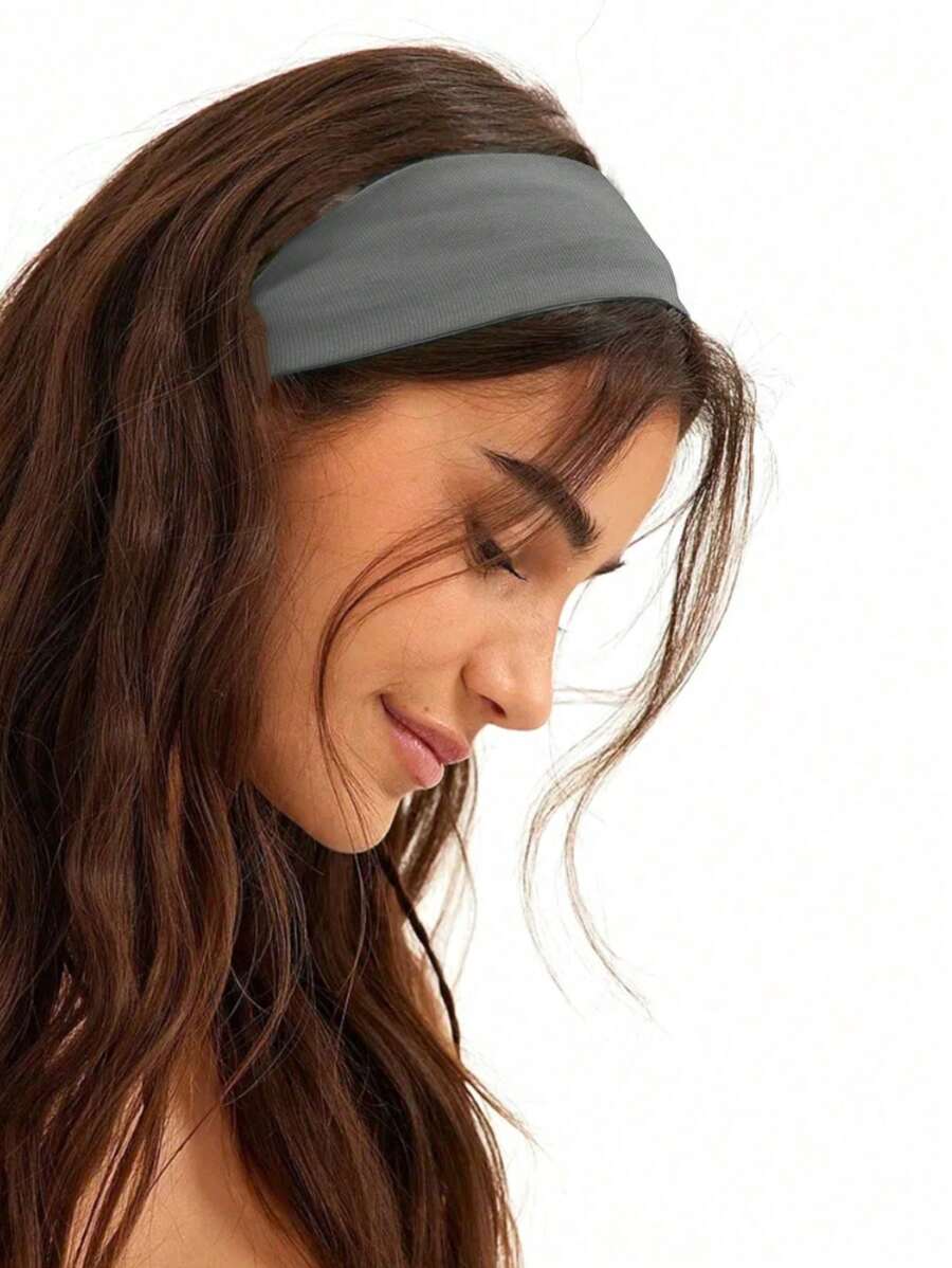 1pc Streetwear Sports Elastic Knit Headband, Suitable For Daily Yoga, Outdoor Activities