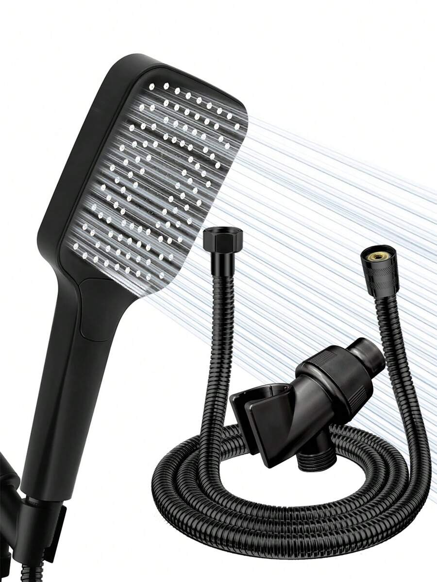 High Pressure Handheld Shower Head, 3 Modes Shower ,With 1.5m Shower Hose,Showerarm Bracket,Black