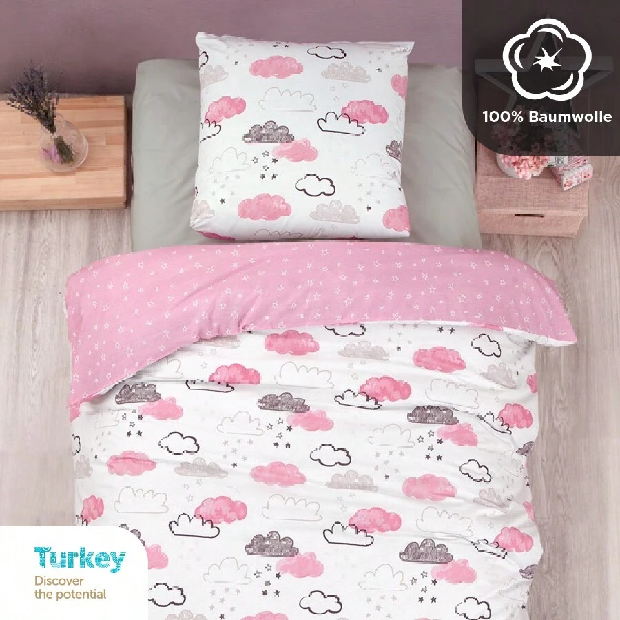 Nordqueen Nordqueen Baby&kinder Bettwäsche Set, 100% Baumwolle Das Bettwäsche-Set wird in der Türkei hergestellt. Die 100% Baumwoll-Bettdecke ist atmungsaktiv, weich und bietet komfortablen Schlaf. Der Kissenbezug hat einen Reißverschluss, und die Bettwäsche ist OEKO-TEX® STANDARD 100 zertifiziert.