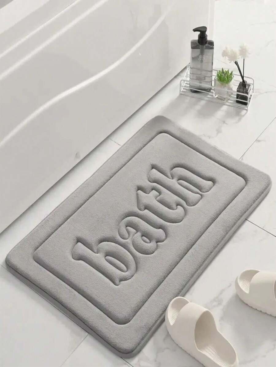 1pc Bath Memory Foam Flannel Bathroom Floor Mat, Non-Slip Absorbent Bath Mat Rug Home Bathroom Decor Floor Carpet Outdoor Rug Door Mat Fall Decor Bathroom Accessories Back To School