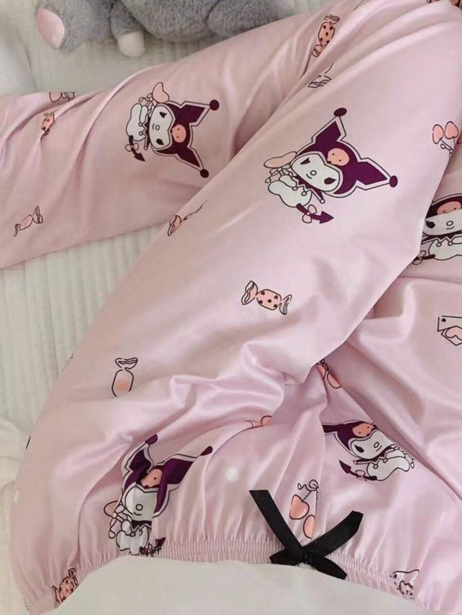 1 pièce Pantalon de pyjama Sanrio, pantalon long décontracté doux et confortable pour femmes, motif de dessin animé mignon, convient à toutes les tailles
