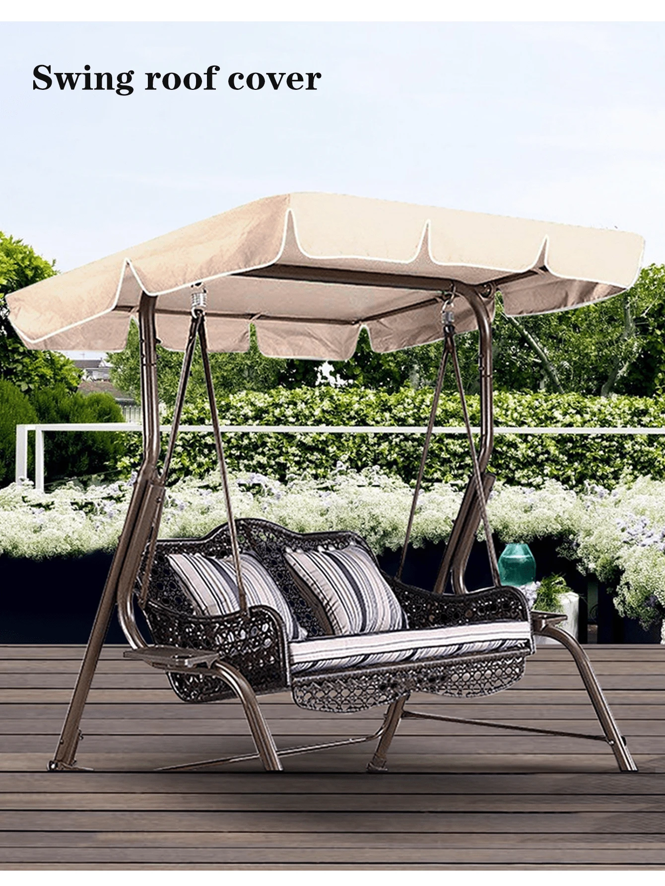 1pc Outdoor Swing Canopy, Garden Patio Yard Swing Top Cover, Oxford Cloth With Waterproof Silver Coating, Protects Swing From Rain, Snow, Dust And Leaves, All-Season (5000mm Waterproof)