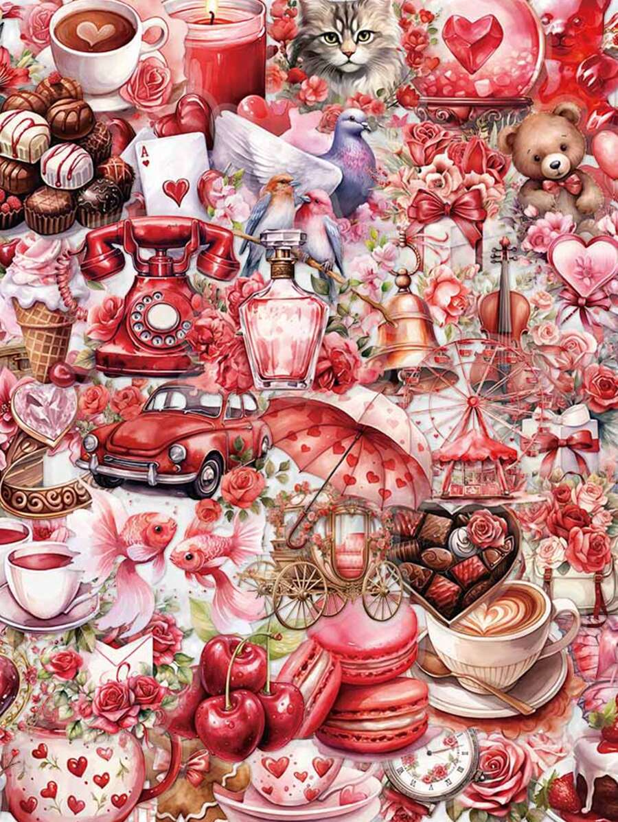 50 Pcs Romantic Valentine's Day Gift Stickers, Waterproof PET Decorative Stickers For Gift Boxes, Diary, Notebook, Mobile Phone Case, Laptop, Cup Back To School