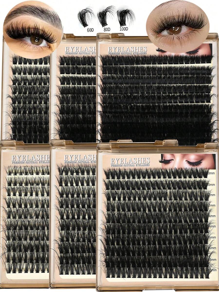 200pcs/140pcs Luxury Russian Lash DD Curl False Eyelashes 30D/40D/50D/60D/80D/100D/200D Fluffy Faux Mink Lash Extension DIY Kit, 0.07mm Thick, Natural Cluster Look, Reusable, D Curl, Mixed Length 10-18mm, Makeup Tools For Beginners