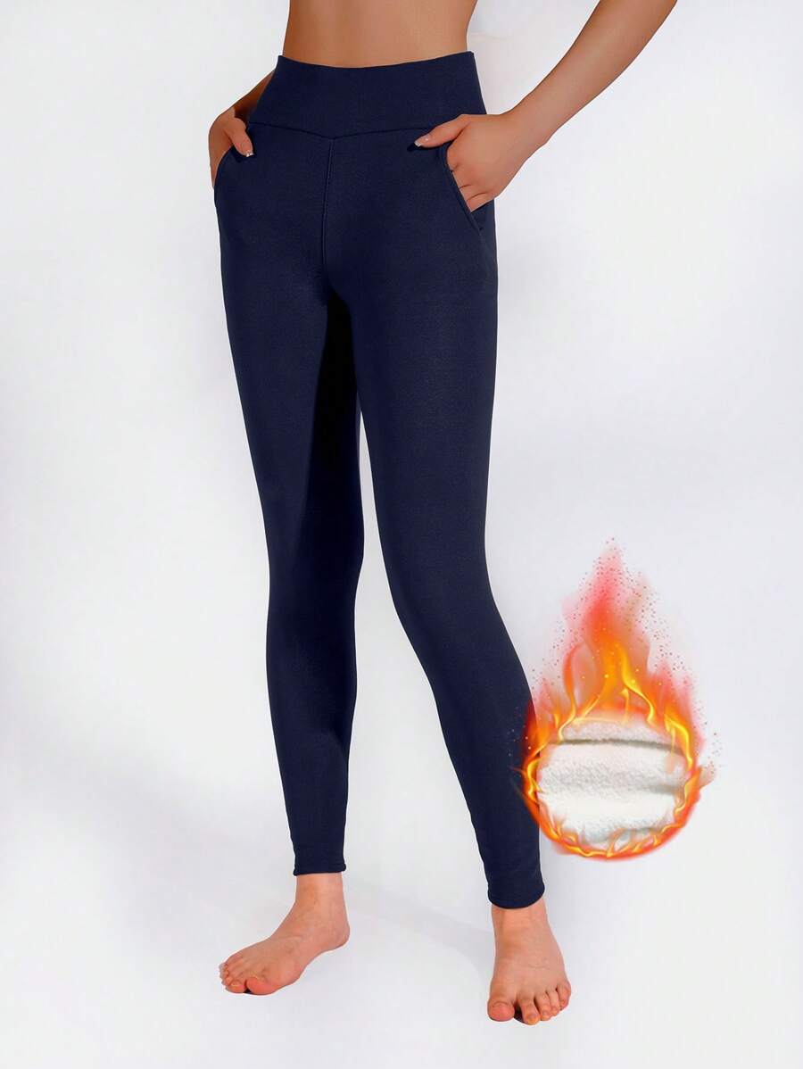 1pc leggings térmicas femininas com forro térmico, calças justas para ciclismo, esportes e atividades ao ar livre