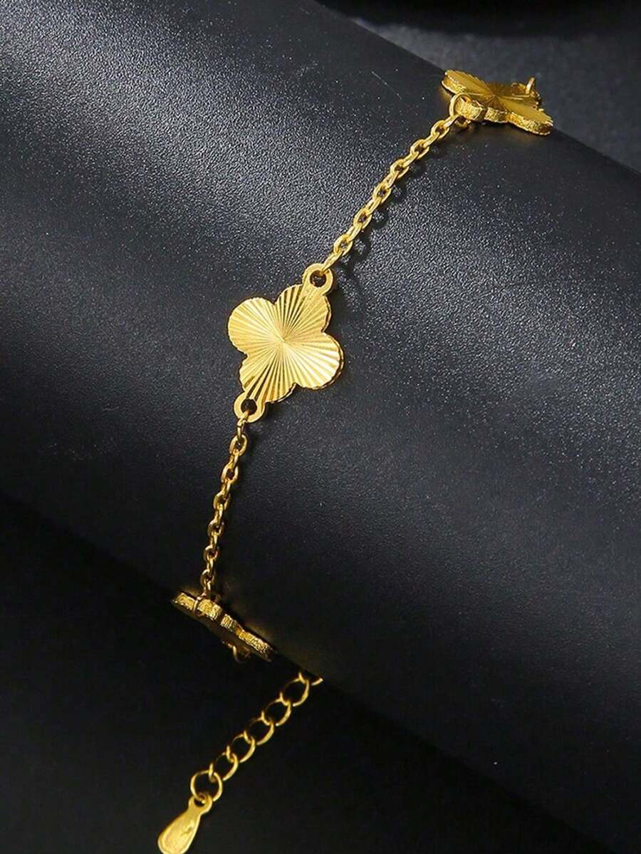1pc Four-Leaf Clover Women's Bracelet, Daily Wear Lucky Charm, Christmas & Holiday Gift Valentines,Mom,Mother,Mother's Day,Gift