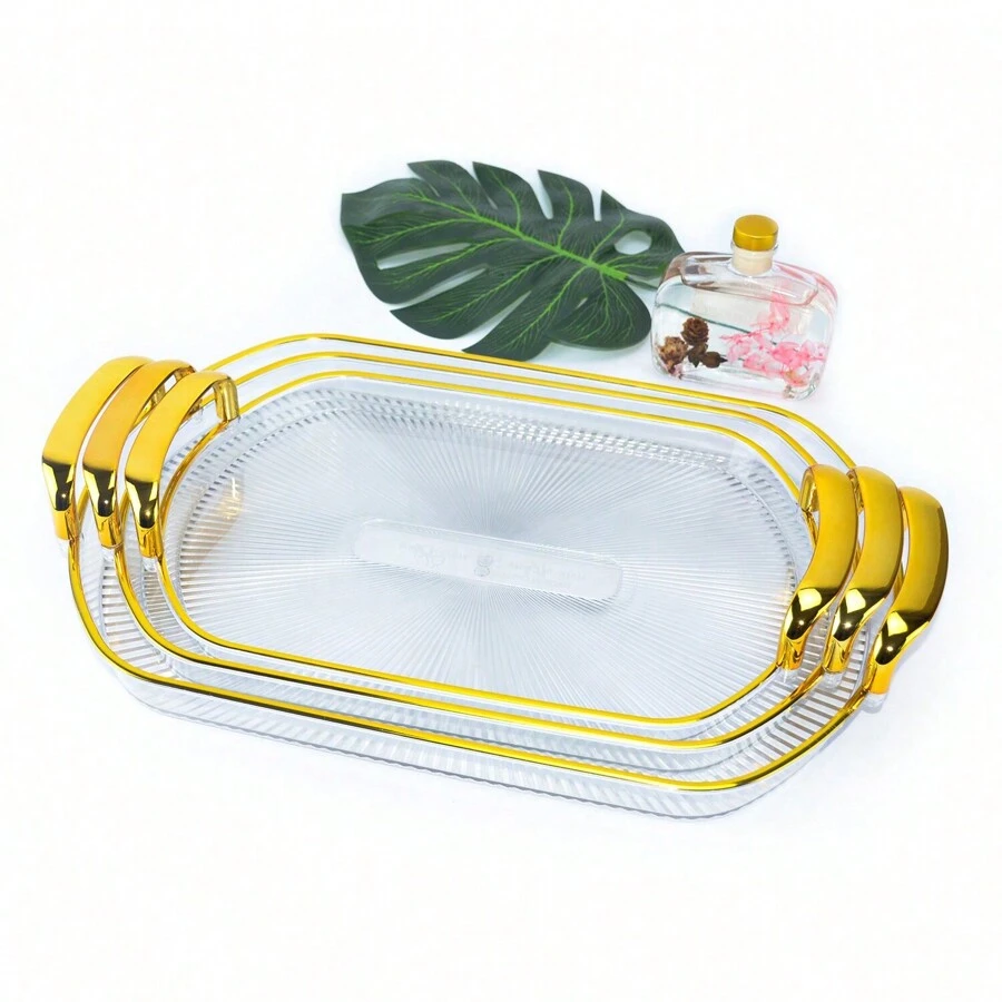 3 pezzi Set di vassoi acrilici per frutta/caramelle/spuntino, di forma ovale, piatti da portata decorativi per feste, antipasti, ristoranti, cucina, regalo di Natale