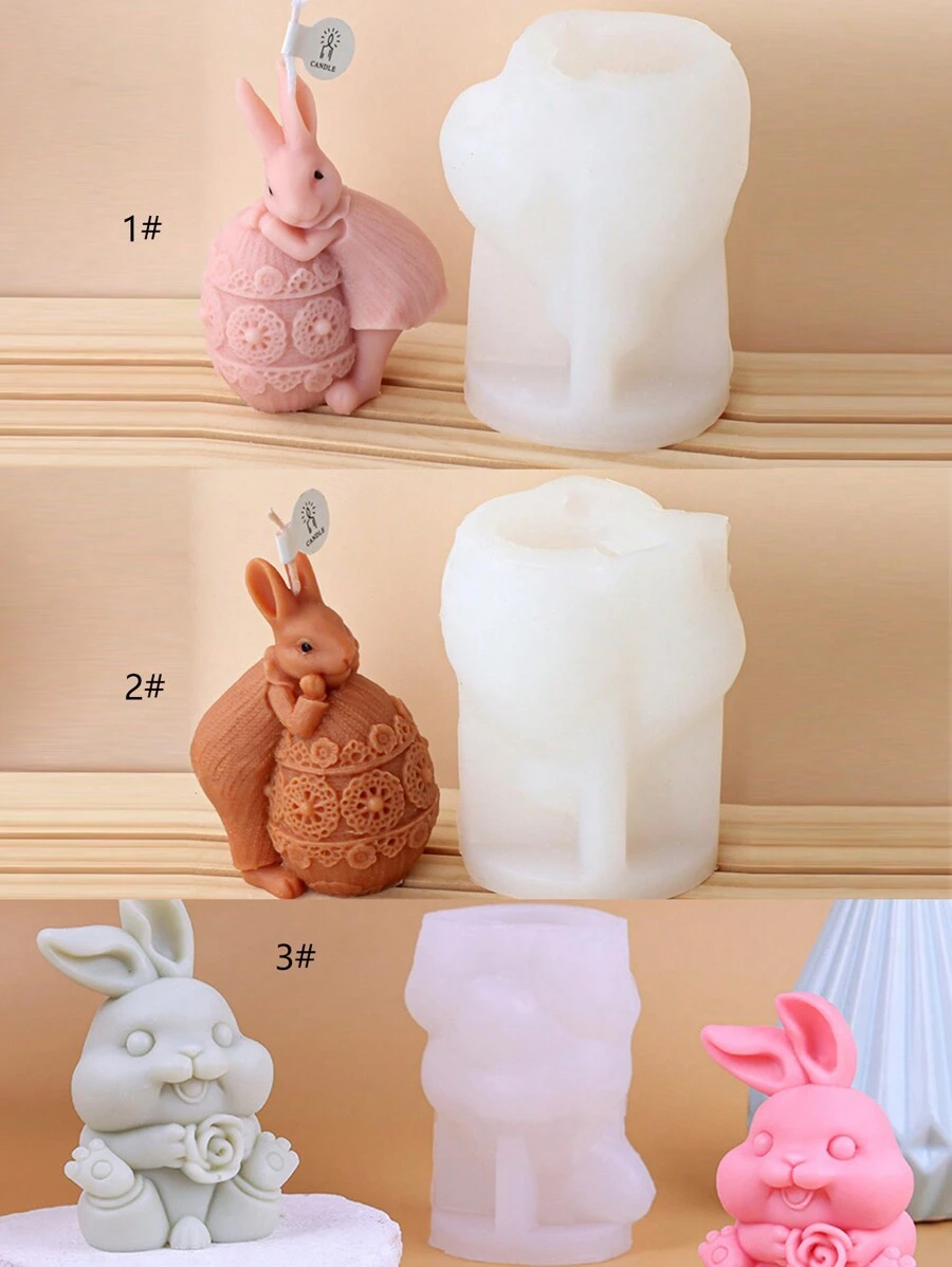 1 pezzo Stampo in silicone a forma di coniglio di Pasqua carino, fai da te