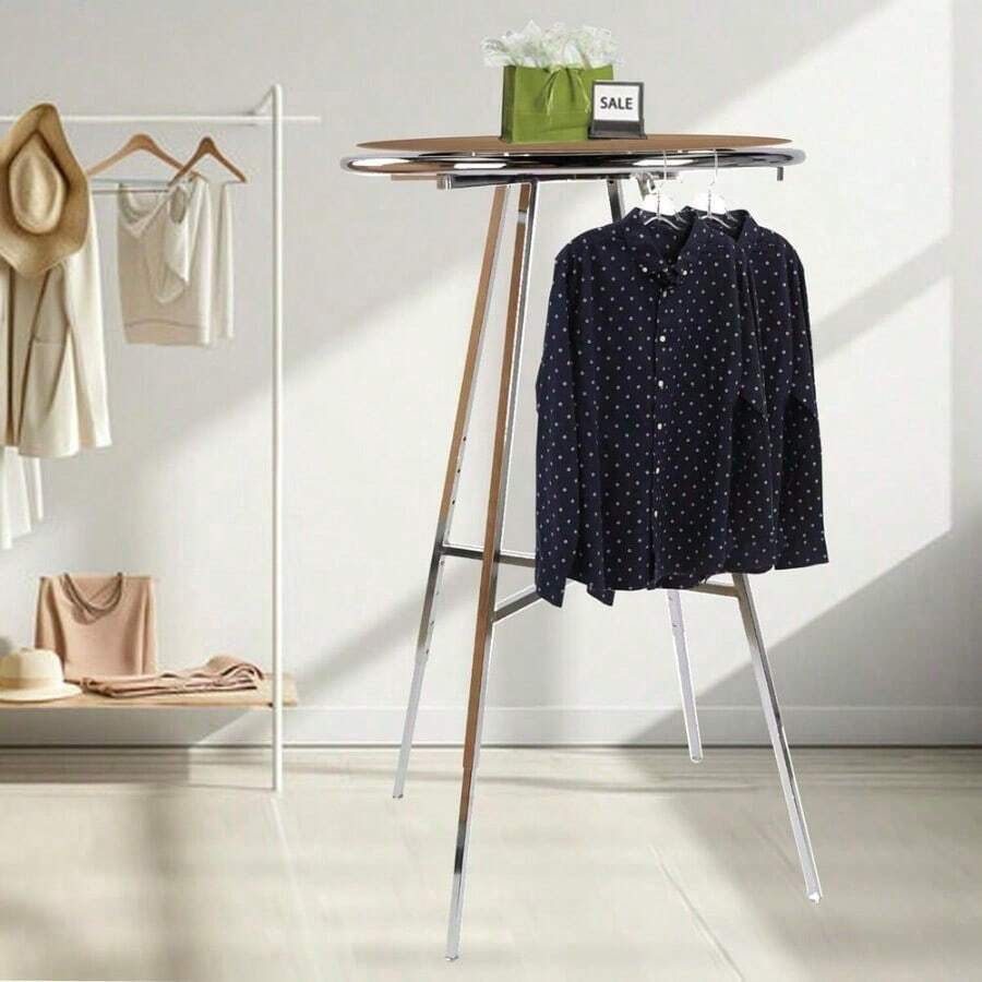 Chrome 36" Round Clothing Rack Height 48 - 72" H Leveler Glides Garment,Spring,Minimalist,Summer Tops