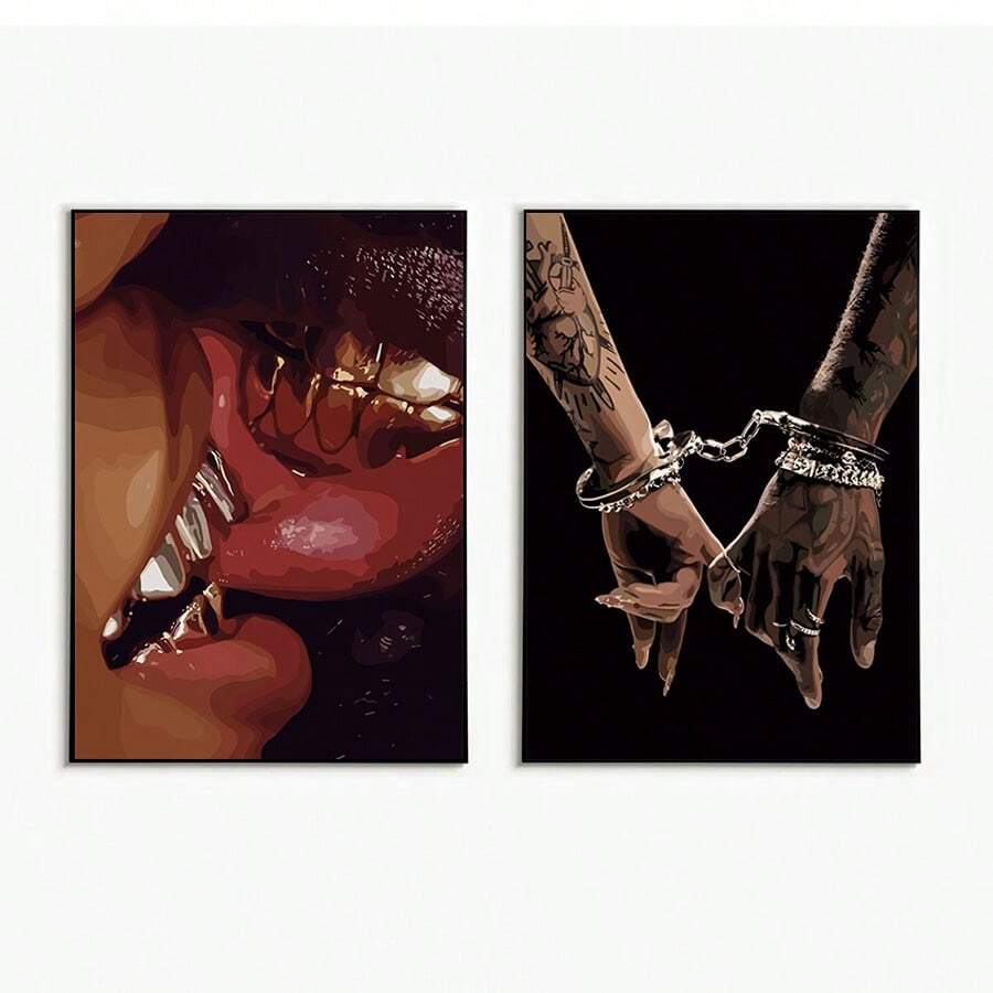 1 pieza Póster de pareja negra sin marco, impresión en lienzo de amor afroamericano, decoración del Día de San Valentín, arte de pared romántico en lienzo, pintura artística para regalo, para un regalo perfecto de inauguración de la casa para recién casados, esposa, boda o aniversario, regalos del Día de San Valentín, cumpleaños, graduación