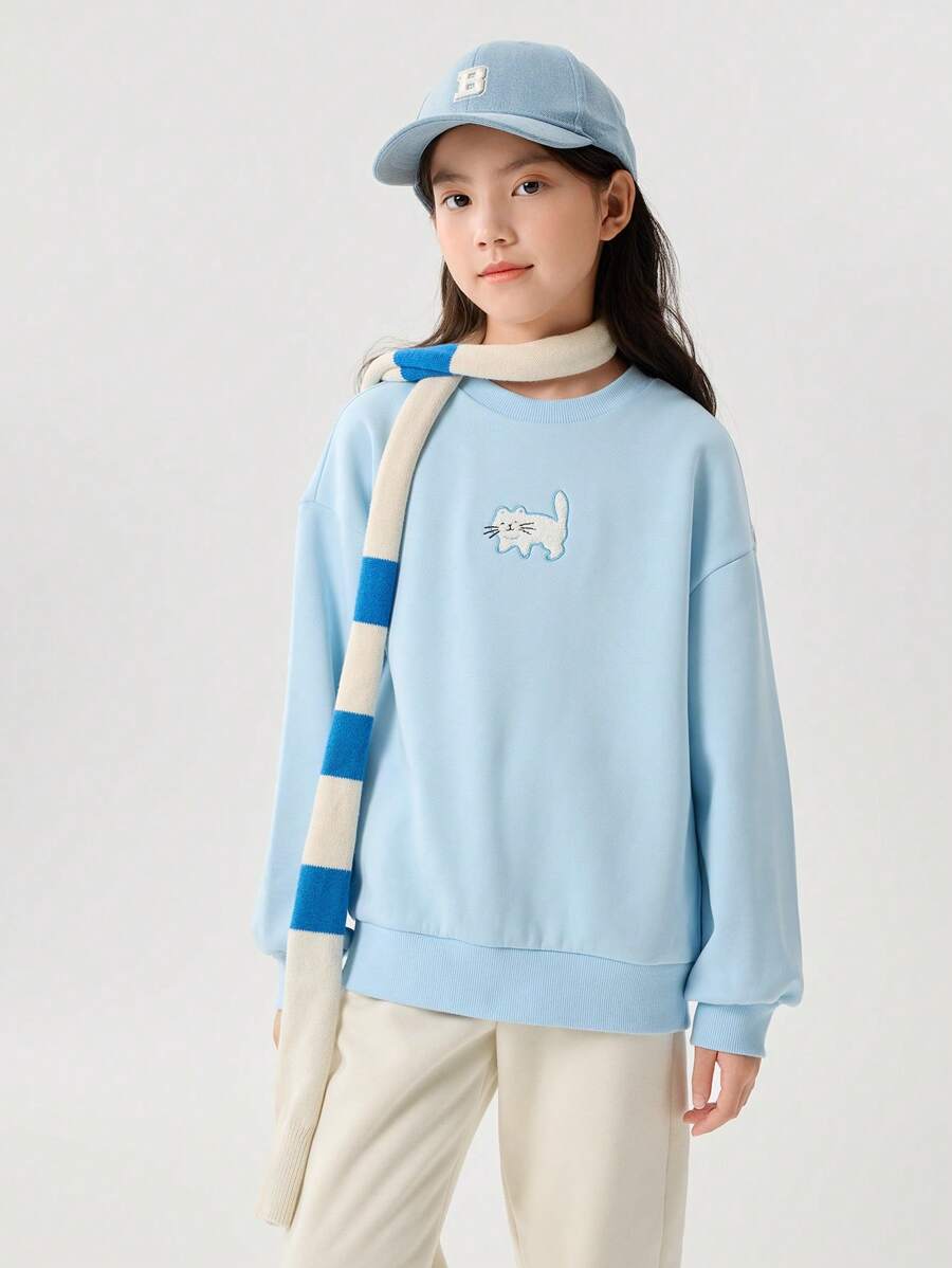 Balabala Jersey de forro polar con bordado para niñas, dulce para otoño/invierno 2024